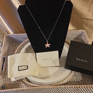 💥💥💥Gucci Pink Star Charm Necklace With Box And Bag Care Card